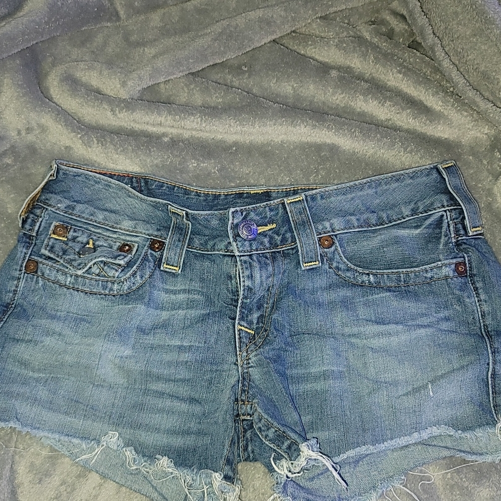 True Religion- Dark Wash Denim Short Shorts